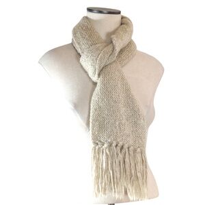 Preston & York Knitted Tassel End Scarf in Tan Fall / Winter  Quiet Luxu…